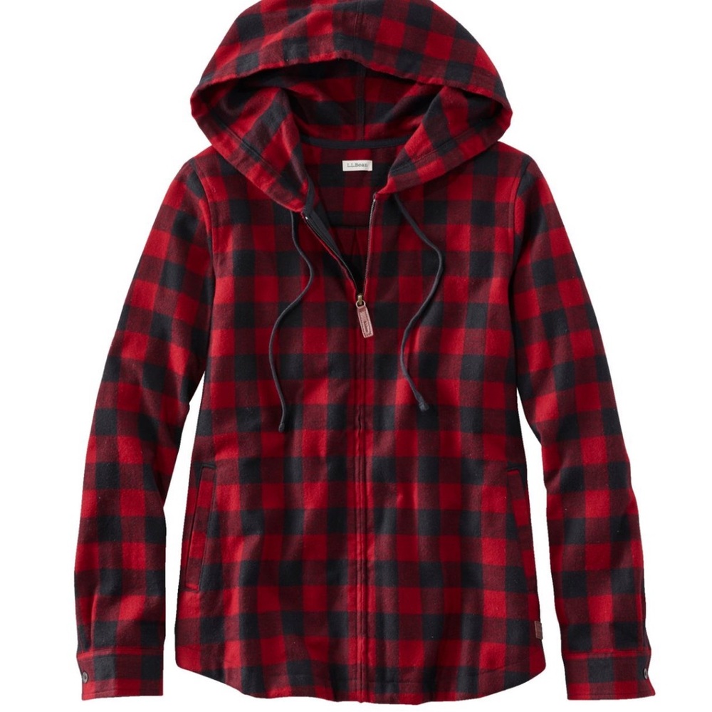 L.L. Bean Relaxed Scotch Plaid Flannel Shirt Hoodie